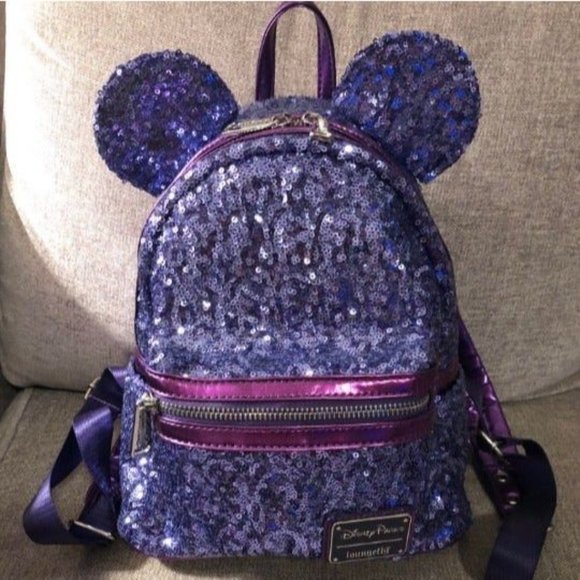 Loungefly Rare Grail Disney Parks Purple Potion Mini Backpack Wallet Minnie Ears - Picture 2 of 13